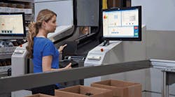 A picking monitor directs an operator to choose required items for an order and indicates where to place them.