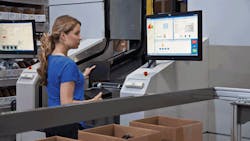 A picking monitor directs an operator to choose required items for an order and indicates where to place them A picking monitor directs an operator to choose required items for an order and indicates where to place them