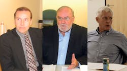 Tom Andel Jim Tompkins and Al Will discuss Global Logistics at the annual MHampL Roundtable Tom Andel Jim Tompkins and Al Will discuss Global Logistics at the annual MHampL Roundtable