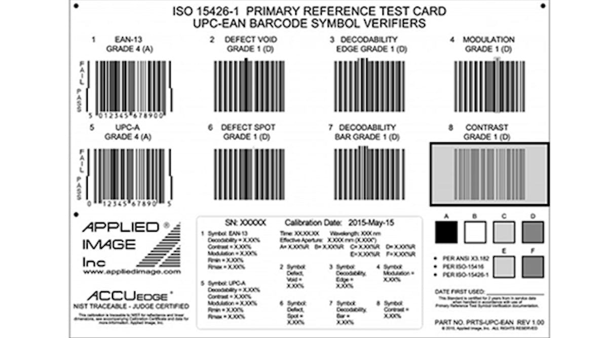 Mhlnews 4109 Primary Reference Test Card Upc Ean Barcode Symbol Verifiers