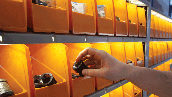 Smart bin systems are used to organize a wide range of supplies and materials