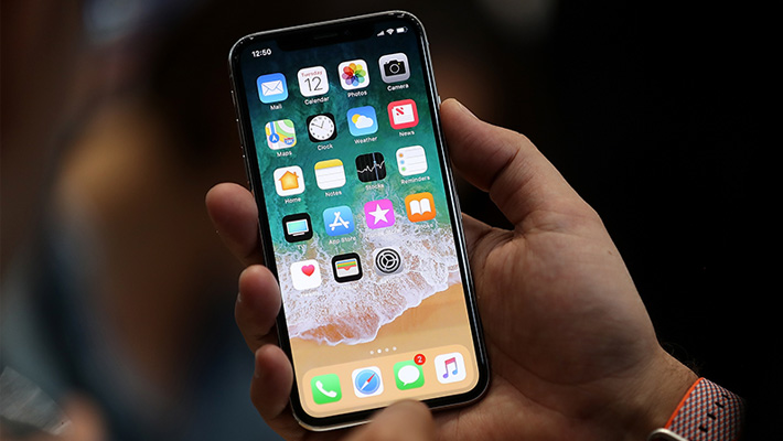 The OLED screen of a new iPhone X.