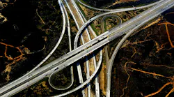 An aerial image of highways in San Diego, California.