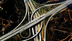 An aerial image of highways in San Diego, California. An aerial image of highways in San Diego, California.
