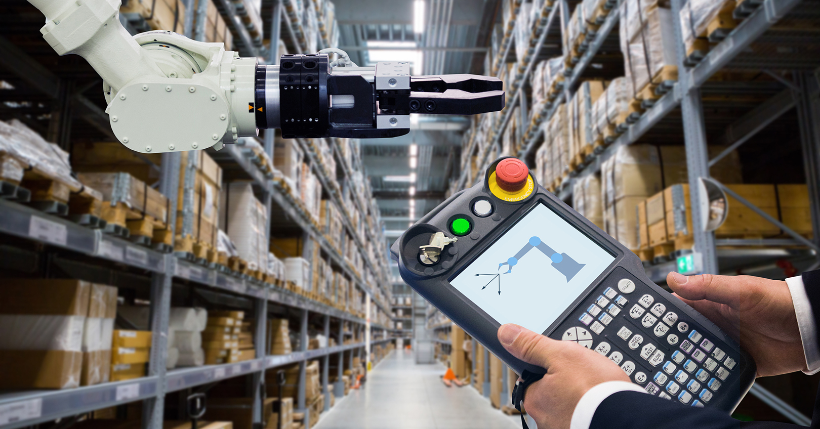 Robot And Human In Warehouse 60b67a24b6085