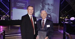 Michael Field, CEO of The Raymond Corp., and Steve Raymond, retired CEO of Raymond Handling Concepts Corp. and grandson of company founder George Raymond Sr. Michael Field, CEO of The Raymond Corp., and Steve Raymond, retired CEO of Raymond Handling Concepts Corp. and grandson of company founder George Raymond Sr.