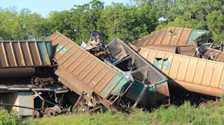 Massive train derailment near Silverlake, Kansas, on July 10, 2010.