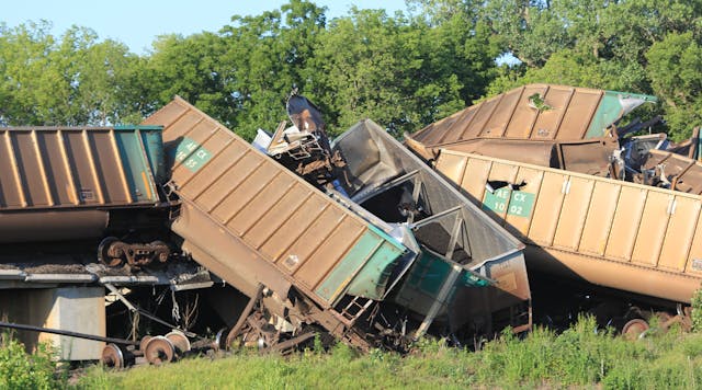 Massive train derailment near Silverlake, Kansas, on July 10, 2010.