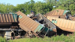 Massive train derailment near Silverlake, Kansas, on July 10, 2010. Massive train derailment near Silverlake, Kansas, on July 10, 2010.