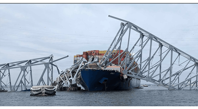 U.S. Army Corps of Engineers staff onboard Hydrographic Survey Vessel CATLETT observe the damage resulting from the collapse of the Francis Scott Key Bridge in Baltimore, March 26, 2024. In accordance with USACE’s federal authorities, USACE will lead the effort to clear the channel as part of the larger interagency recovery effort to restore operations at the Port of Baltimore.