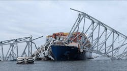 U.S. Army Corps of Engineers staff onboard Hydrographic Survey Vessel CATLETT observe the damage resulting from the collapse of the Francis Scott Key Bridge in Baltimore, March 26, 2024. In accordance with USACE&rsquo;s federal authorities, USACE will lead the effort to clear the channel as part of the larger interagency recovery effort to restore operations at the Port of Baltimore.