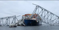 U.S. Army Corps of Engineers staff onboard Hydrographic Survey Vessel CATLETT observe the damage resulting from the collapse of the Francis Scott Key Bridge in Baltimore, March 26, 2024. In accordance with USACE’s federal authorities, USACE will lead the effort to clear the channel as part of the larger interagency recovery effort to restore operations at the Port of Baltimore.