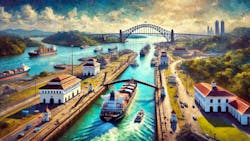 Panama Canal (AI-generated image). Panama Canal (AI-generated image).