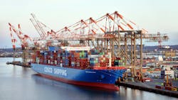 Cargo ship in the container terminal of Newark, NJ. Cargo ship in the container terminal of Newark, NJ.