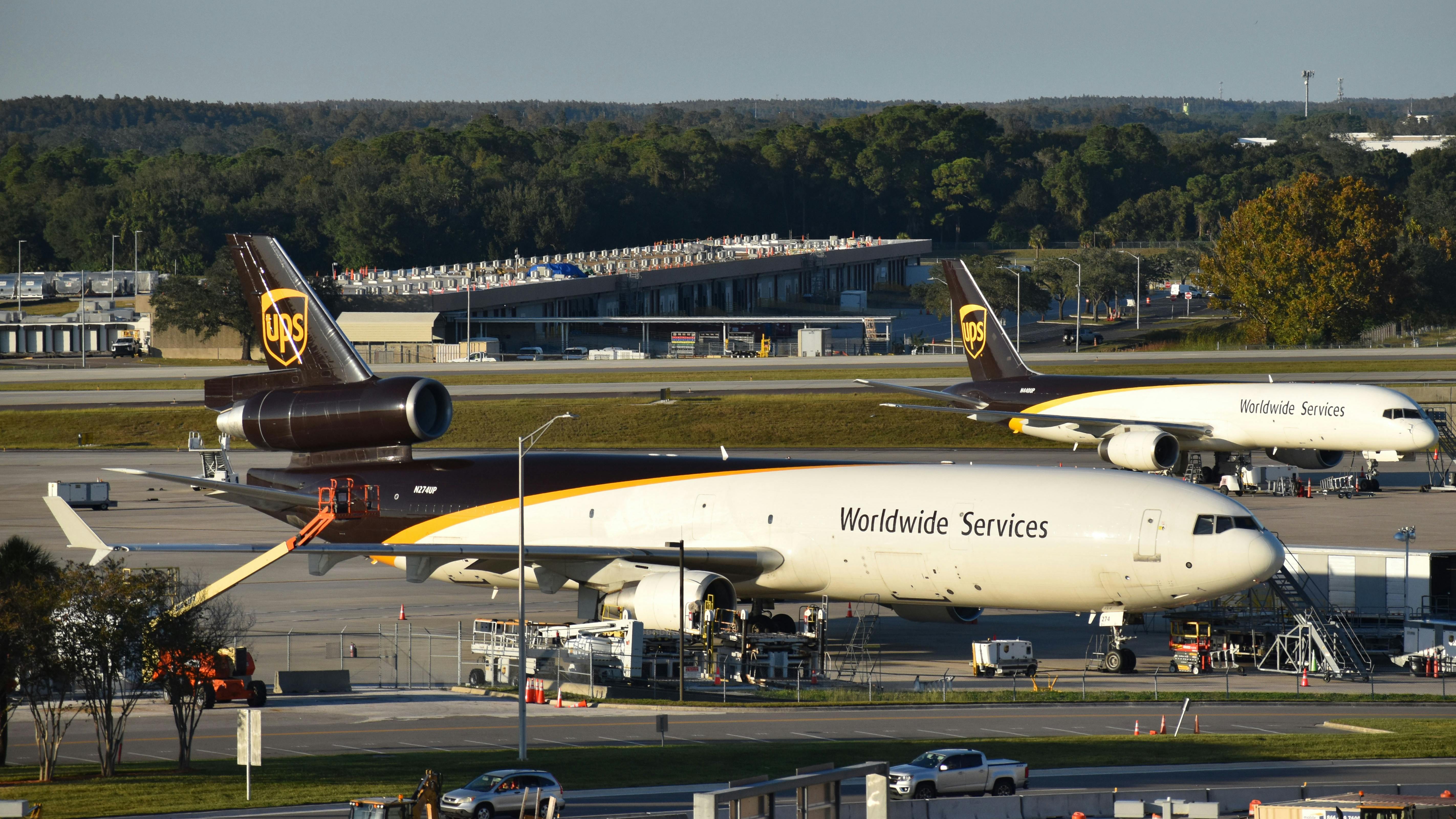 A UPS McDonnell Douglas MD-11 cargo plane N274UP at Tampa International Airport (TPA). This is the same type of plane that was involved in a major crash on Nov 4, 2025, in Louisville, KY.