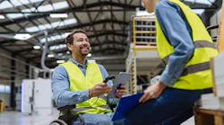 warehouse worker in wheelchair warehouse worker in wheelchair