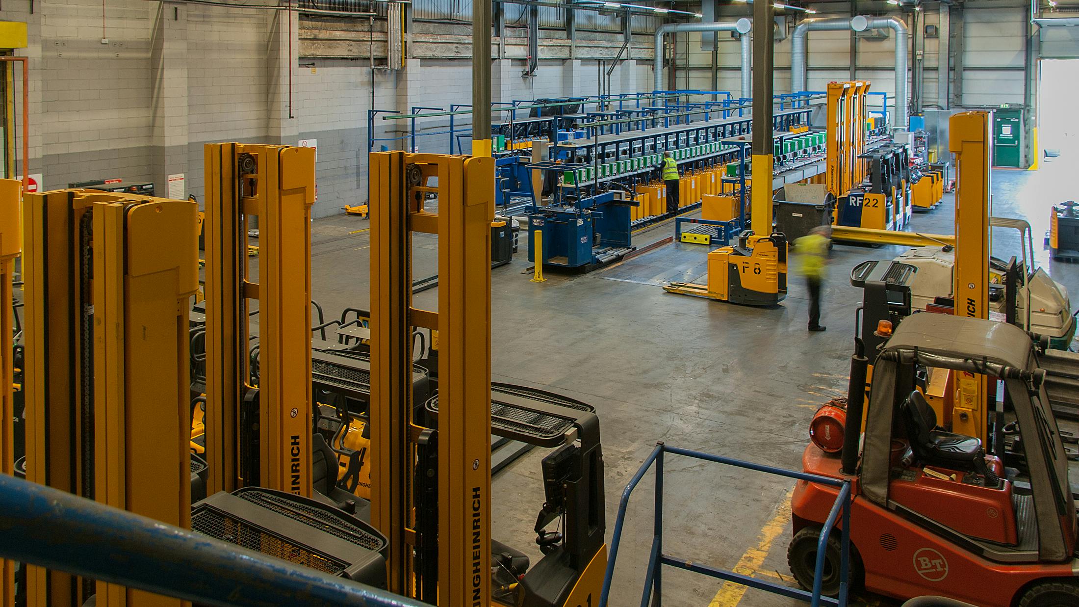 Battery room of a distribution warehouse