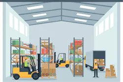 forklifts in warehouse